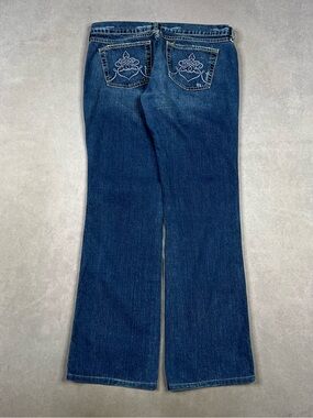 Diesel Dark Blue Flare Jeans with Embroidered Back Pockets